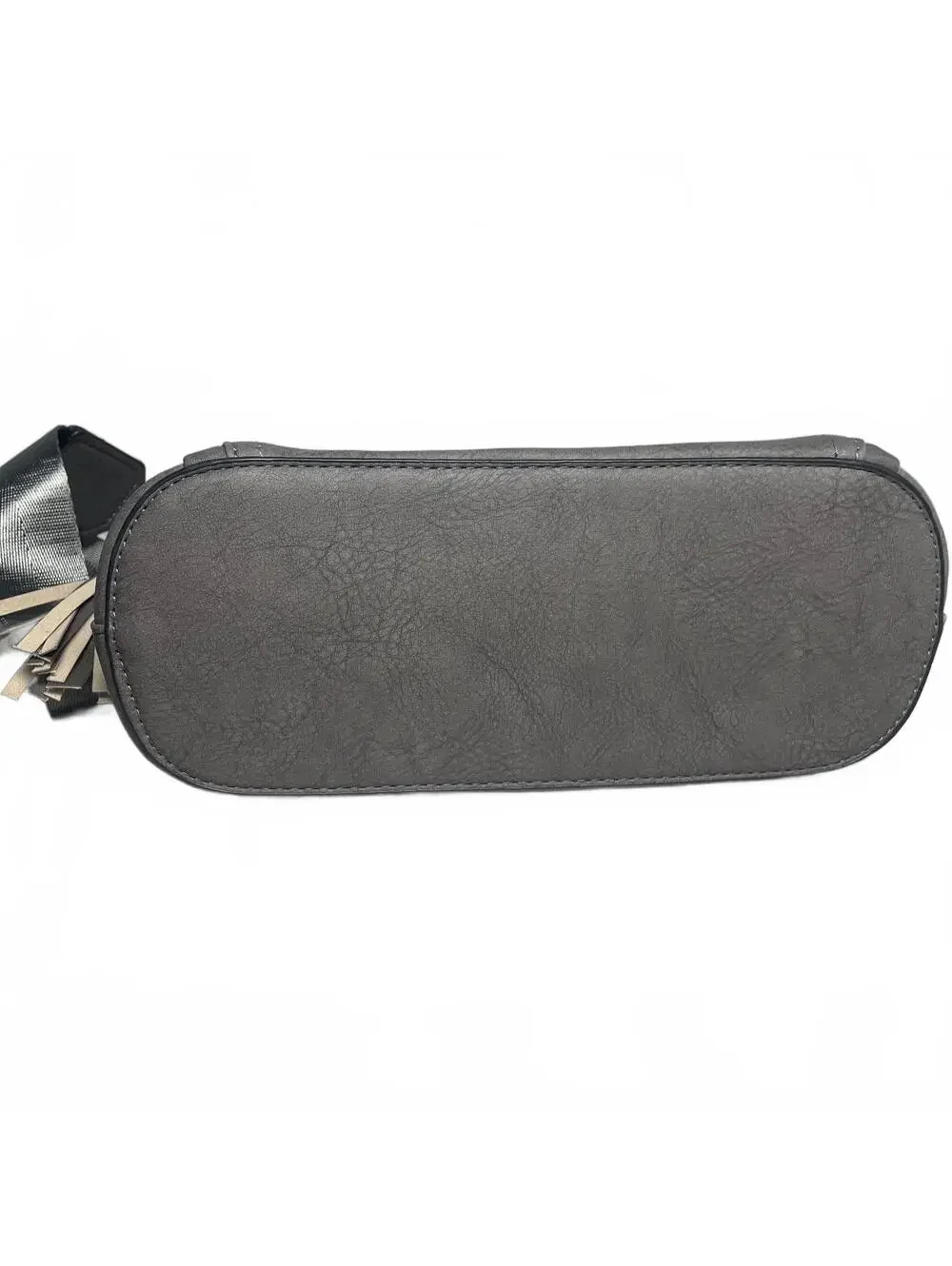Vegan Leather Gray Roulens Crossbody Wallet Purse Adjustable w/ RFID Travel